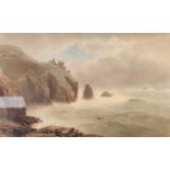 RICHARD HARRY CARTER (1840 - 1911) WATERCOLOUR DRAWING ‘Land’s End’ Signed 15 3/8” x 25 2/8” (39cm x