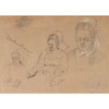 ATTRIBUTED TO ADOLPH MENZEL PENCIL SKETCHES HEIGHTENED IN WHITE ON BUFF PAPER Studies of an old