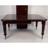 VICTORIAN MAHOGANY WIND-OUT DINING TABLE WITH THREE ADDITIONAL LEAVES, of typical form with