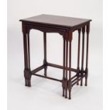 NEST OF THREE EDWARDIAN LINE INLAID MAHOGANY OCCASIONAL TABLES, each with moulded oblong top and