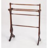 LATE VICTORIAN CARVED AND TURNED MAHOGANY TOWEL RAIL, of ty
