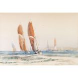 ARTHUR SHELDON PHILLIPS (1914-2001) WATERCOLOUR Sailing barges at sea Signed 13 ½” x 19 ½” (34.3cm x