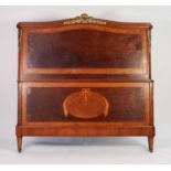 EARLY TWENTIETH CENTURY FRENCH GILT METAL MOUNTED AMBOYNA AND KINGWOOD CROSSBANDED MAHOGANY