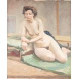 JAMES FOORD (B.1927) OIL PAINTING ON PAPER Life class study of a naked female figure Unsigned 22"