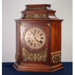 LATE NINETEENTH/ EARLY TWENTIETH CENTURY BRASS MOUNTED OAK CASED SCHOOL MASTER CLOCK, the 10"