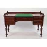 POSSIBLY DANISH, LATE NINETEENTH CENTURY FIGURED MAHOGANY KNEEHOLE WRITING TABLE, the galleried,