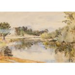 FRANCIS E JAMES (1849 - 1920) WATERCOLOUR DRAWING River landscape taken out of doors Signed lower