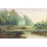 H. S. CROSSLAND (EARLY 20th CENTURY) WATERCOLOUR DRAWING Wooded river landscape Signed and dated
