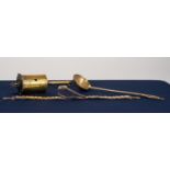 19th CENTURY BRASS SPIT ROASTING 'BOTTLE' JACK by John Linwood; a large brass LADLE, 18 3/4" long