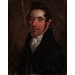 BRITISH SCHOOL (circa 1820) OIL PAINTING ON PANEL Bust length portrait of a gentleman facing left,