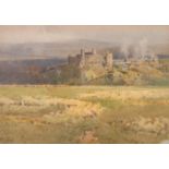 ARTHUR TUCKER (1864-1929) WATERCOLOUR DRAWING Landscape with castle in the distance, possibly