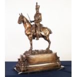 MEUNIER, PARIS, BRONZE EQUESTRIAN GROUP OF A NAPOLEONIC SOLDIER, light brown patination, 22” (