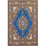FOUR FINELY MACHINE WOVEN TURKISH SILKWORK SAMPLER/MINIATURES OF INTRICATE RUG OR CARPET DESIGNS,
