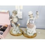 PAIR OF LLADRO FIGURES, MAID AND GENTLEMAN, 10" HIGH APPROX