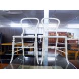 PAIR OF WHITE PAINTED BALOON BACK SINGLE CHAIRS