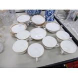 SIX ROYAL WORCESTER FINE BONE CHINA 'GOLDEN ANNIVERSARY' PATTERN TEA CUPS AND SAUCERS, CIRCA 1962,