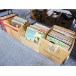 FOUR BOXES OF VARIOUS LP RECORDS, SELECTION TO INCLUDE; GENE KELLY, THE BACHELORS, THE BEST OF '