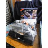 HOME TEK HAND HALF VACUUM CLEANER, SHEET SANDER, HITACHI DRILL IN CASE, GARDEN TRIMMER ANDA BLACK