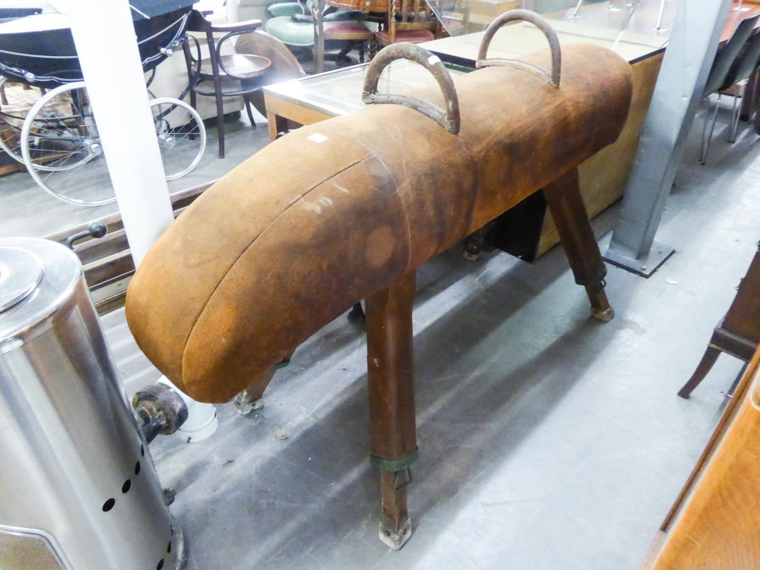 A VINTAGE POMMEL HORSE BY H. HUNT AND SONS