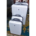TWO PAIRS OF KANGOL HARD BODIED SILVER COLOURED SUITCASES, 82cm x 55cm x 31cm and 54cm x 36cm x