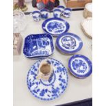 FOLEY BLUE AND WHITE POTTERY CUP, PLATE AND DISHES ETC... 24 PIECES