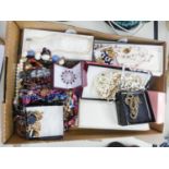 A BOX OF COSTUME JEWELLERY VARIOUS