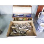 OLD HALL STAINLESS STEEL STYLISH TABLE CUTLERY; A PAIR OF ELECTROPLATE BONE HANDLED FISH SERVERS, IN
