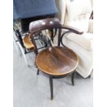 J. J. KOHN, EARLY 20TH CENTURY BENTWOOD ARMCHAIR WITH CIRCULAR PANEL SEAT