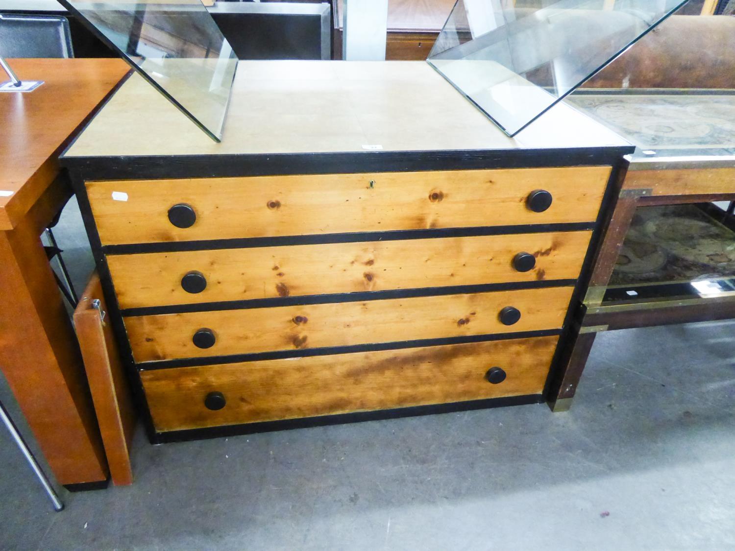 LARGE FOUR DRAWER CHEST/PLAN CHEST WITH BLACK KNOB HANDLES