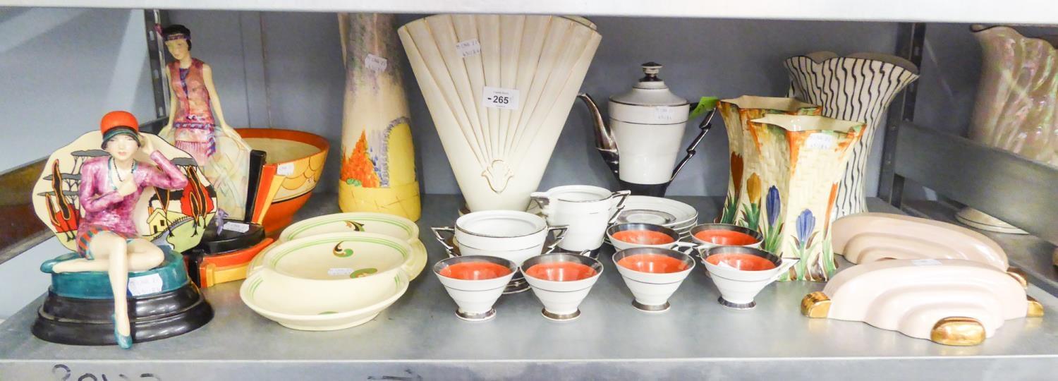 A GROUP OF ART DECO CERAMIC WARES AND MISC ITEMS