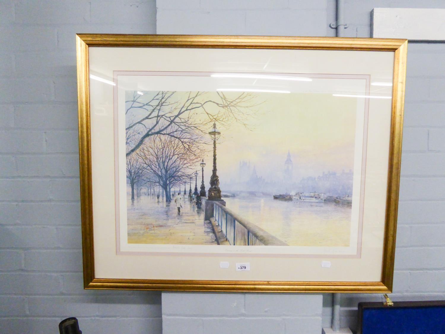 JOHN F. DONALDSON ARTIST PROOF, SIGNED COLOUR PRINT REPRODUCTION EVENING ON THE SOUTH BANK SIGNED IN