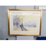 JOHN F. DONALDSON ARTIST PROOF, SIGNED COLOUR PRINT REPRODUCTION EVENING ON THE SOUTH BANK SIGNED IN