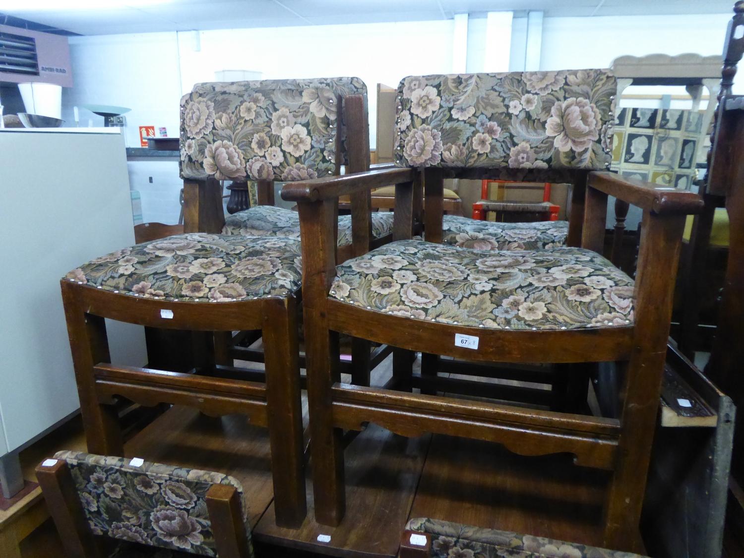 A SET OF EIGHT OAK DINING CHAIRS (6 +2)
