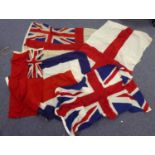 FIVE LARGE FLAGS including a 'Union Jack' and a 'Red Duster' (5)