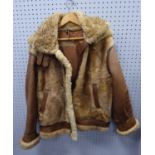 GENTS TIMBERWEAR 'SHEARLINGS' BROWN LATHER AND SHEEPS SKIN BOMBER TYPE JACKET WITH DETACHABLE