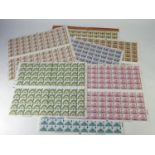 NINE FULL SHEETS EACH OF 100 ELIZABETH II MINT BRITISH STAMPS with traffic lights, face value £