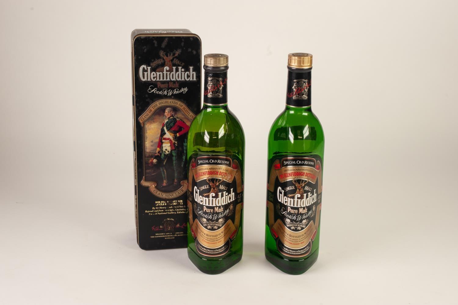 TWO BOTTLES OF GLENFIDDICH ‘SPECIAL OLD RESERVE’ MALT WHISKY, one in presentation ‘Clans of the