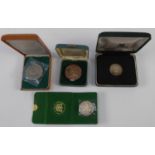 FOUR SILVER COMMEMORATIVE MEDALLIONS, VARIOUS NOTEWORTHIES, including Baden-Powell v1857 - 1941