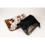 BORSE IN PELLE 'GENUINE LEATHER' BROWN COW SKIN CLUTCH BAG, together with ANOTHER, SPANISH, with