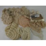 HAND CROCHETED LACE COLLAR, CUFFS, etc., together with a quantity of J&P Coats CROCHET COTTONS,