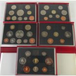 ROYAL MINT ISSUED COMMEMORATIVE COIN SETS 1990-1999, in original boxes unused (6)