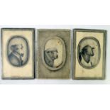 PAIR OF NINETEENTH CENTURY PENCIL PORTRAITS WITH SHEEP HEADS, each oval mounted in card and with a