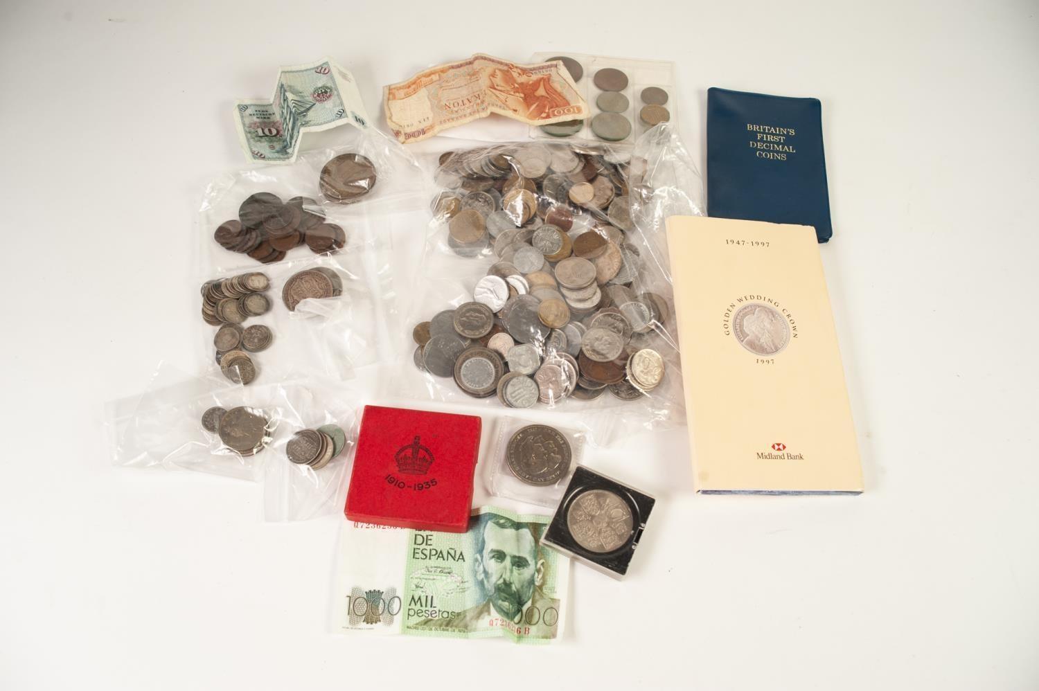 SELECTION OF PRE- AND POST-WAR BRITISH AND FOREIGN COINAGE including three 1935 and 1937 crowns (EF)