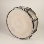 VINTAGE LUDWIG STANDARD CHROMIUM PLATED SNARE DRUM with Premier skin, in Premier case (the udnerside