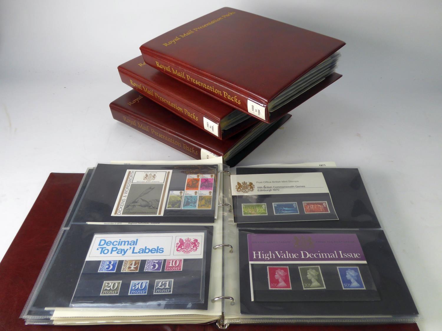 FOUR VOLUMES OF GB PRESENTATION PACKS, 1964 - 1994; inclides the 'Forth Road Bridge'