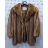 M & MICHAELS FURS OF BRISTOL 'SAKA MINK' BROWN LADIES SHORT COAT having out turned collar, front