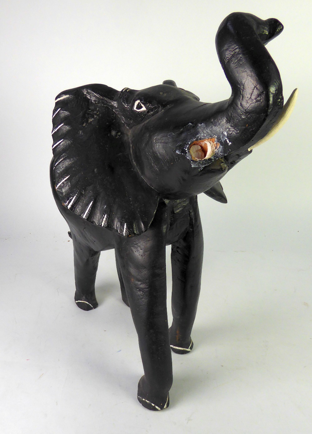 LARGE MODEL OF AN ELEPHANT WITH TRUNK RAISED (as found)