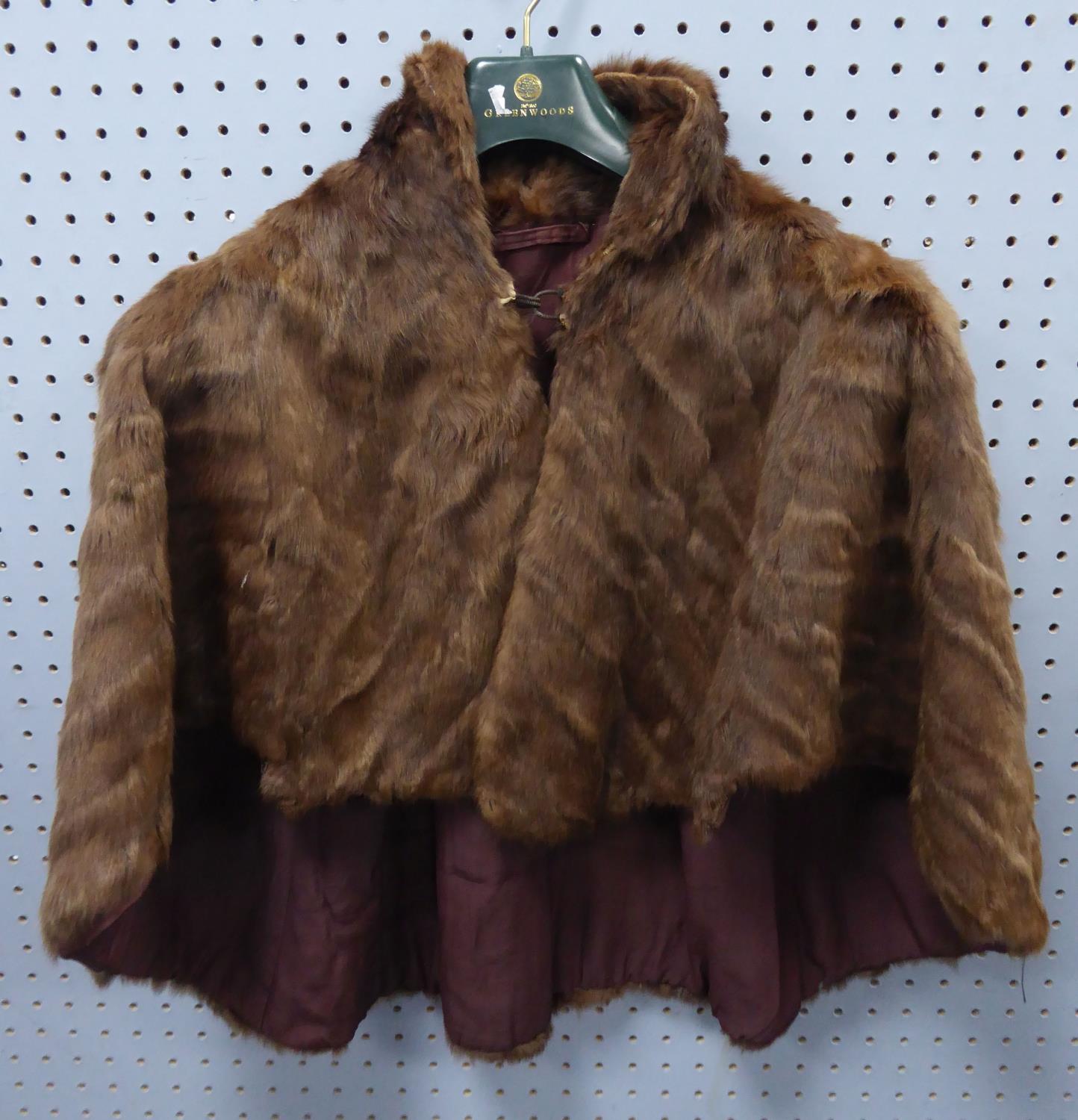 A DARK BROWN FOX CAPE AND A LARGER BROWN MINK EXAMPLE (2)