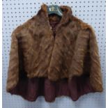 A DARK BROWN FOX CAPE AND A LARGER BROWN MINK EXAMPLE (2)