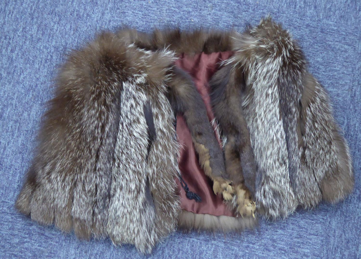 A LIGHT BROWN RABBIT LADIES COAT having out turned collar and cuffs, front seem pockets and a DARK - Image 2 of 2
